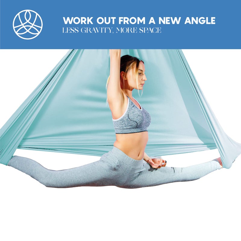 aum active Aerial Silk Yoga Hammock & Swing for Home, Inversion Exercises, Starter Kit for All Levels - Durable with Extension Straps, Carabiners, and Pose Guide - Image 5